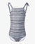 Black & White Stripe Girls Swimsuit with Bow