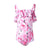 Pink Flamingo Girls Swimsuit with Frill
